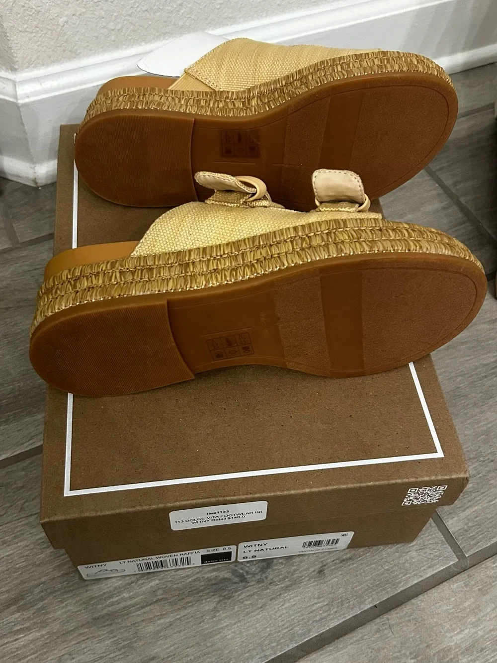 Dolce Vita Witny Slip On  Sandals in Light Natural Raffia